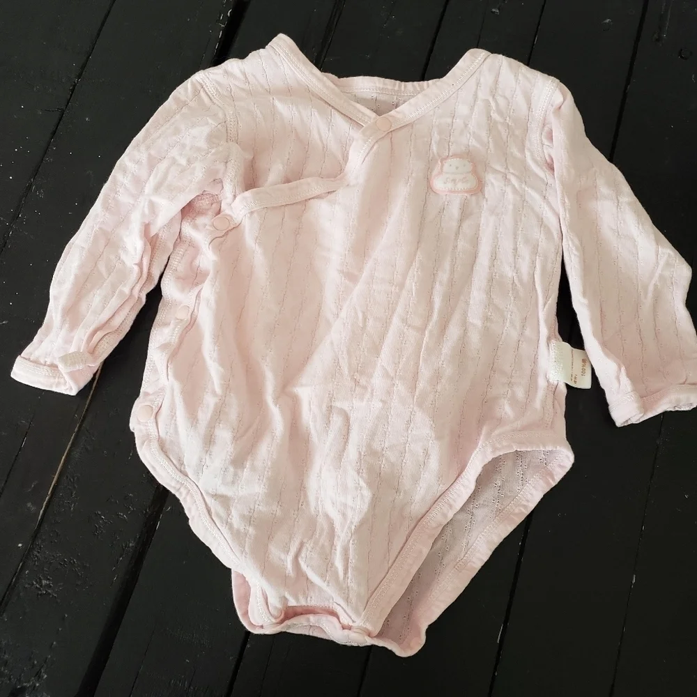 Baby Girl 73 cm 9-12 Months Light Pink Long Sleeve Bodysuit Snap Button Simple